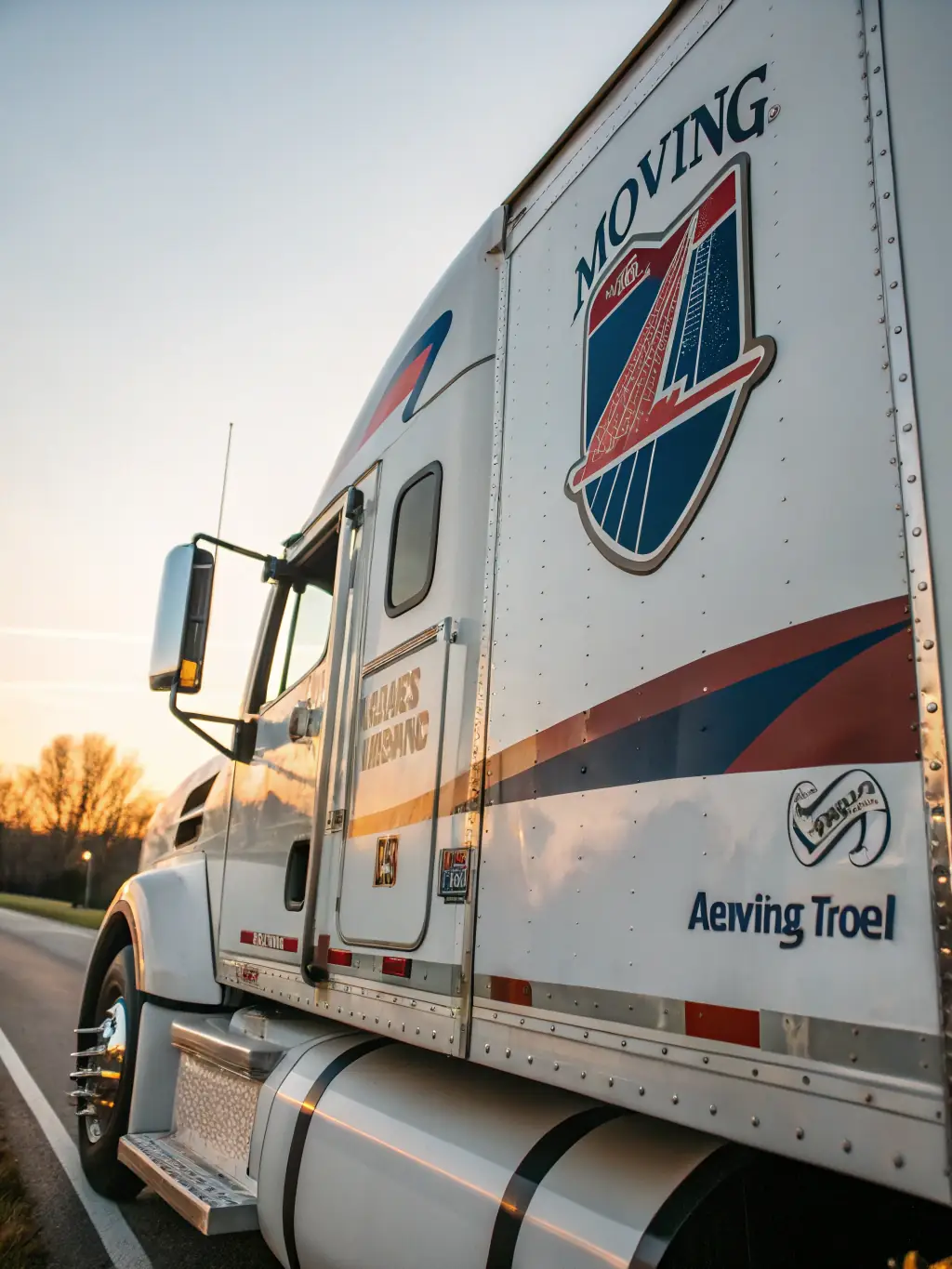 A vibrant photograph showcasing a Crete Moving & Logistics truck actively involved in a community relocation project, emphasizing their commitment to logistical support and community assistance.